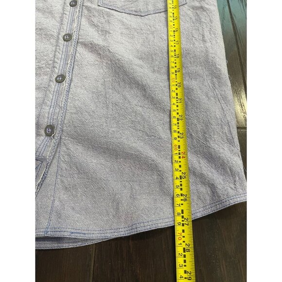 Free People Women's Relaxed Button Up Collared Shirt XS Raw Hem Hippie Boho - Picture 10 of 12